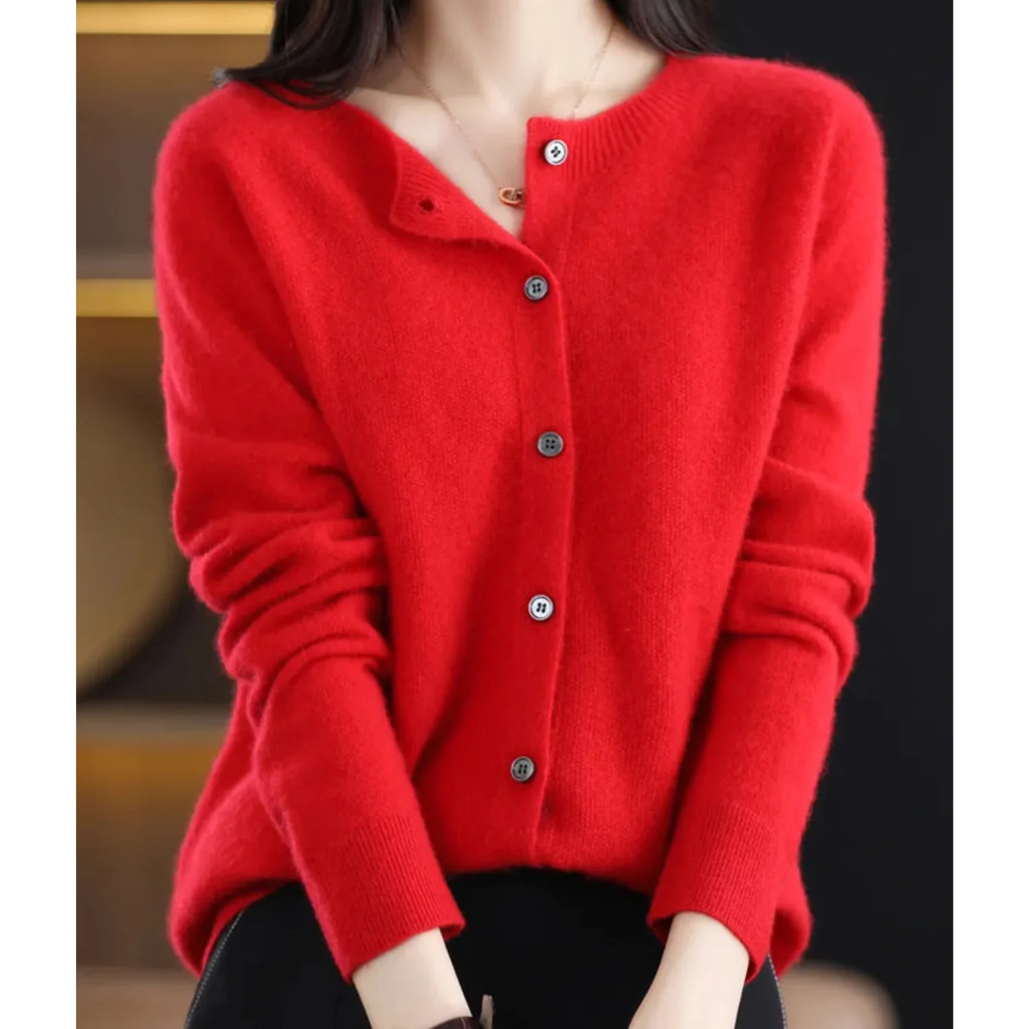 Gebreide Cardigan met Knopen – Zachte Trui met V-Hals