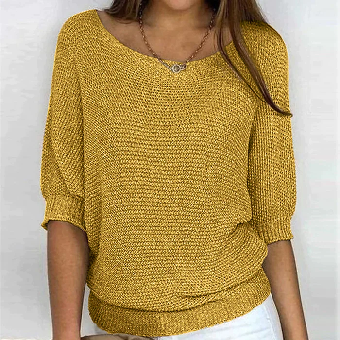 Gebreide dames top – Casual model met 3/4-mouwen