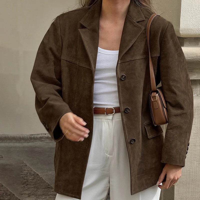 Romy – Suèdelook Blazer met Reverskraag