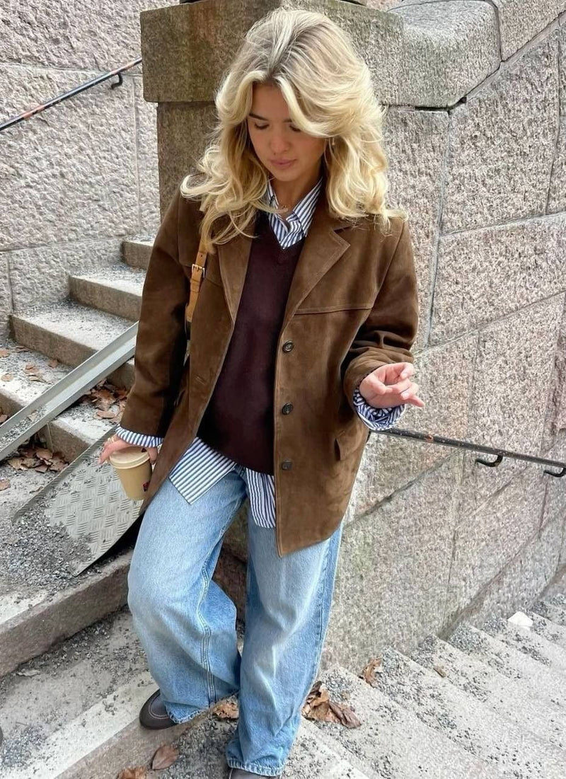 Romy – Suèdelook Blazer met Reverskraag