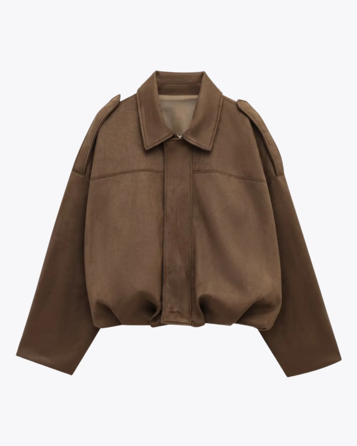 Dames Oversized Bomberjack – Losvallend Suède Look Jasje met Kraag
