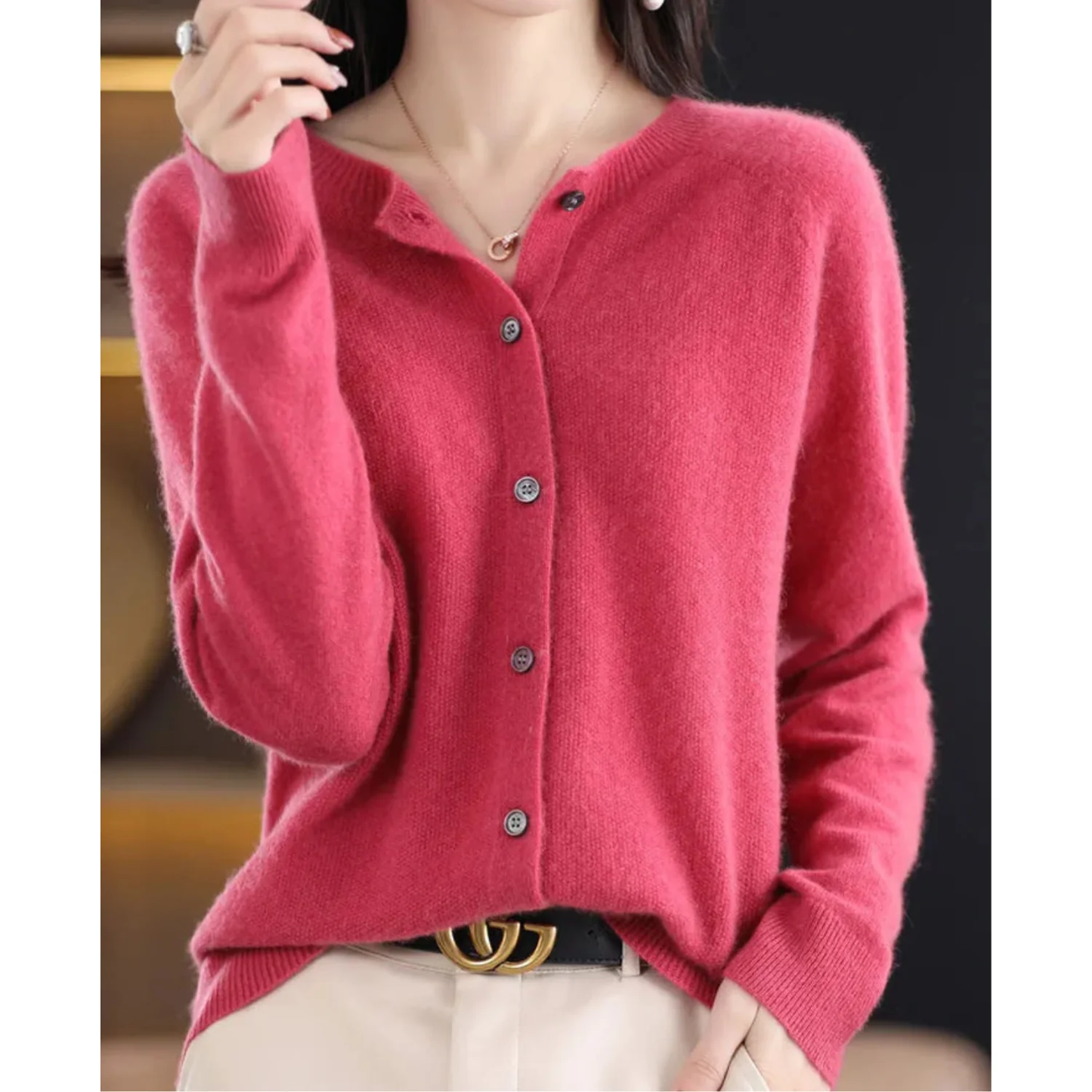 Gebreide Cardigan met Knopen – Zachte Trui met V-Hals