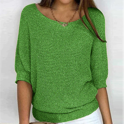 Gebreide dames top – Casual model met 3/4-mouwen