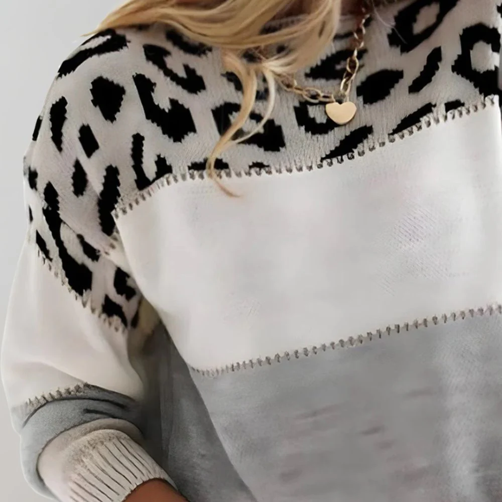 Aimee – Gebreide Trui met Dierenprint