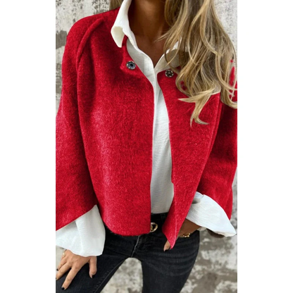 Maud – Korte Jas met Wollook en Drukknoopsluiting