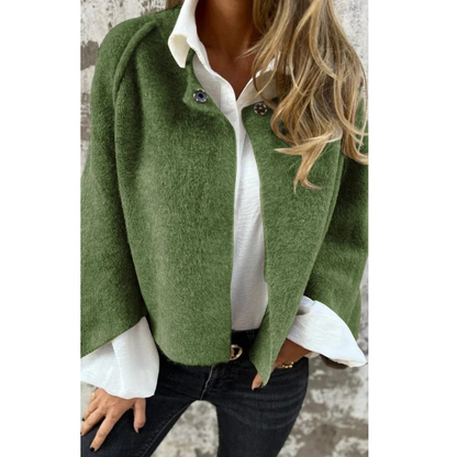 Maud – Korte Jas met Wollook en Drukknoopsluiting