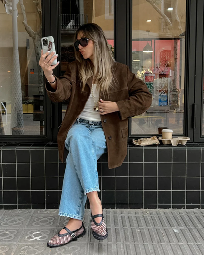 Romy – Suèdelook Blazer met Reverskraag